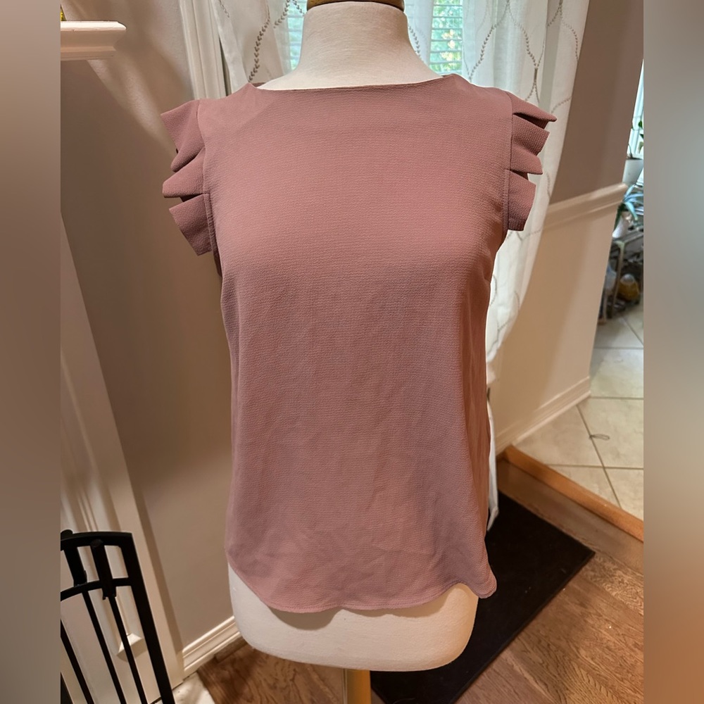 Mauve Ruffle Sleeve Shirt